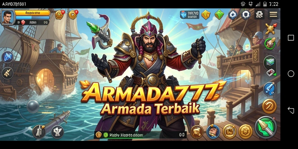 Tampilan gameplay ARMADA777 menampilkan pertempuran armada yang seru.
