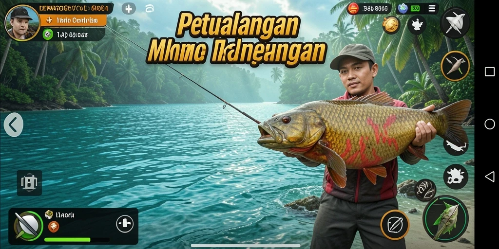 Tampilan gameplay seru dari DEWATOGEL dengan suasana memancing yang asyik.
