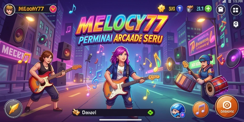Tampilan gameplay MELODY77 yang menarik dengan musik seru.