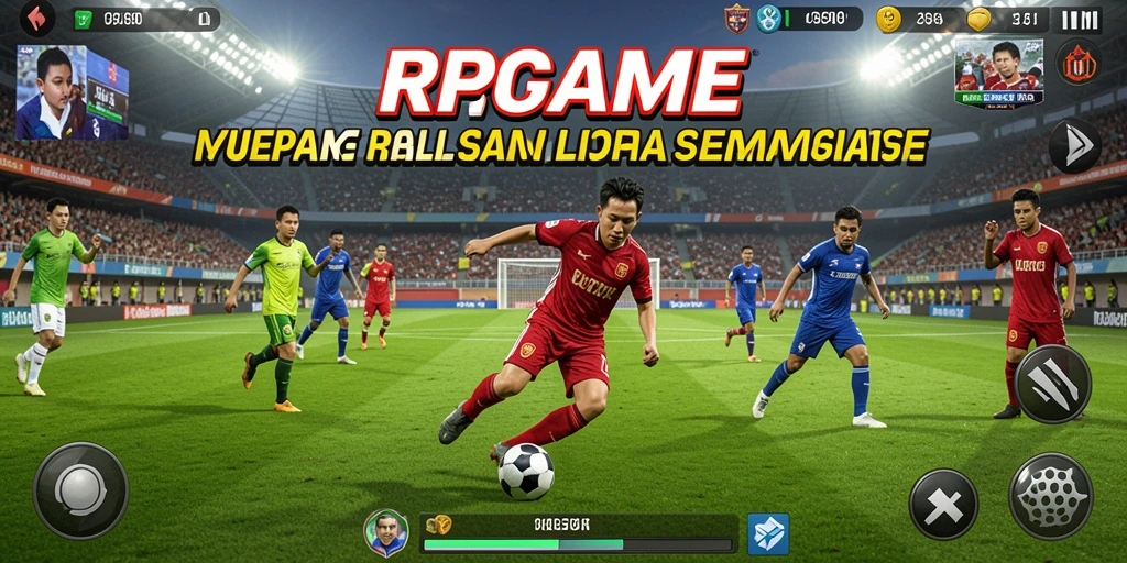 Tangkapan layar RPGAME menampilkan aksi intens dalam permainan sepak bola.