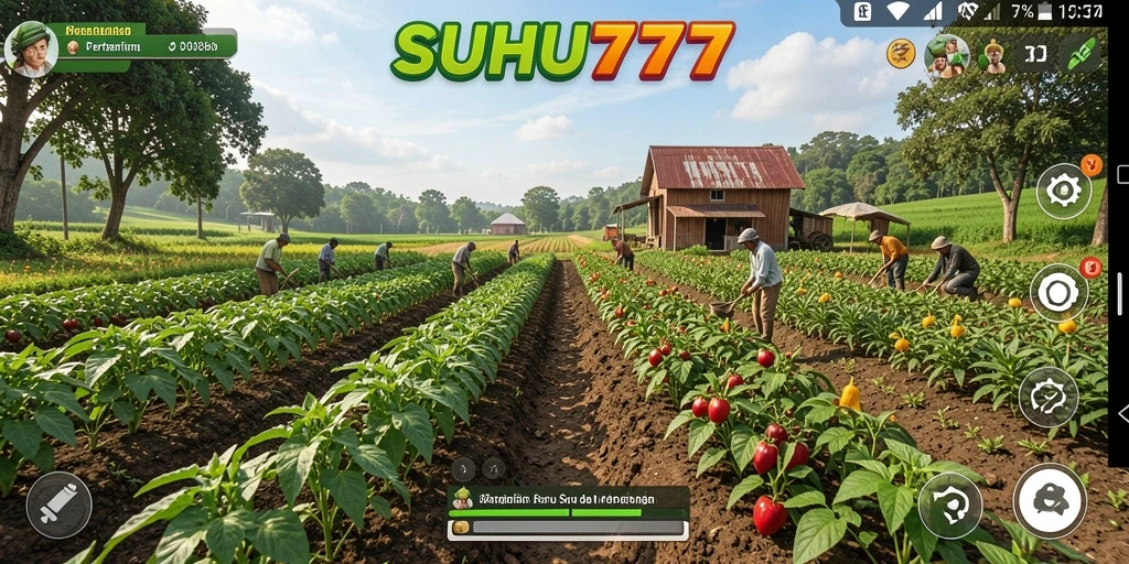 Tampilan gameplay menawan dalam SUHU777 dengan aktivitas pertanian yang seru.