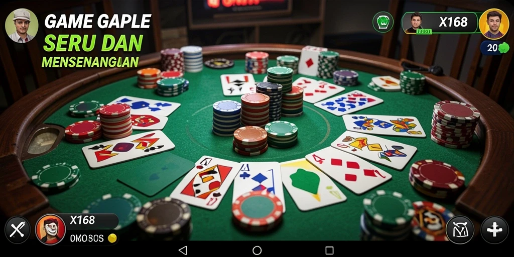 Tampilan utama gameplay X168 yang penuh keseruan Gaple.